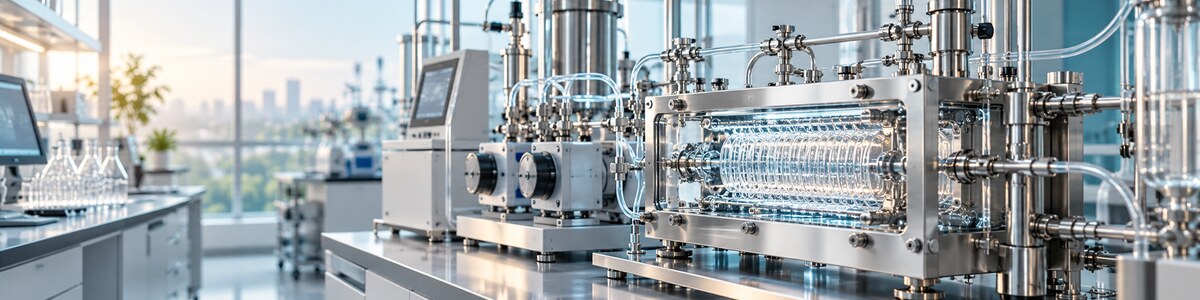 Conceptual illustration of pharmaceutical flow synthesis and reaction monitoring